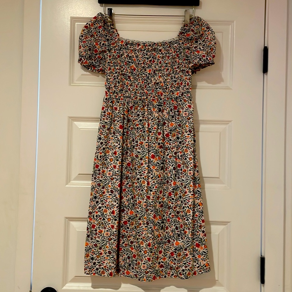 Ann taylor floral print smocked dress